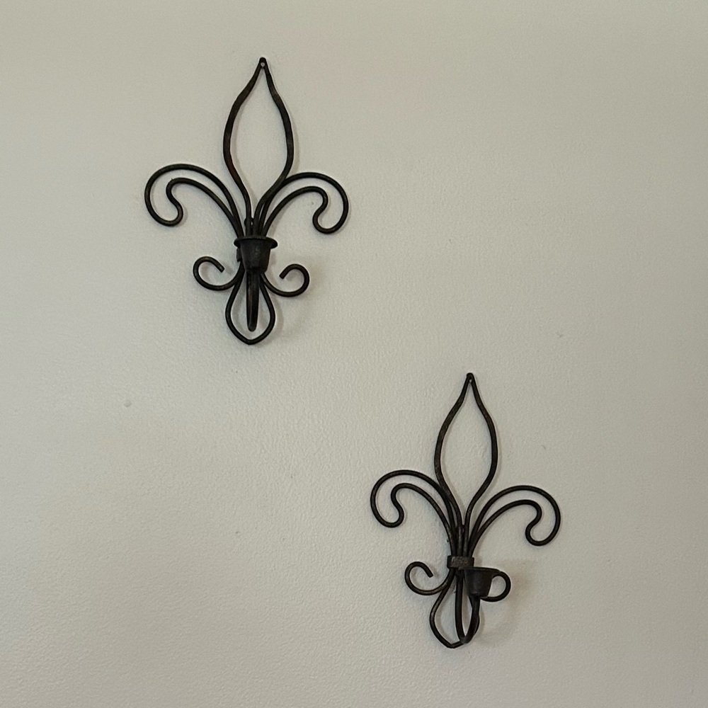 Fleur De Lis Hanging Taper Candle Holders